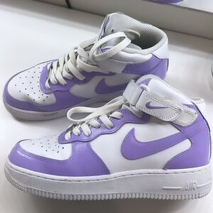 Custom Nike purple high Air Force 1s